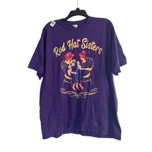 NWT Port & Company Men's Cut Red Hat Sisters Purple T Shirt Size XL